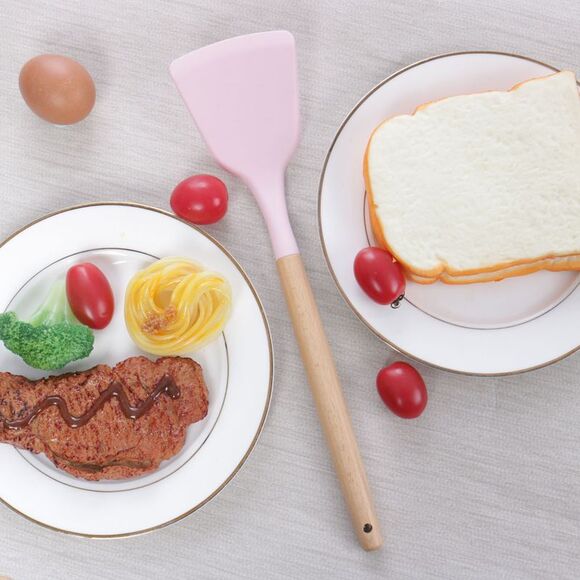 Silicone Turner Spatula Heat Resistant Non Stick for Baking and Mixing Pink - Picture 6 of 6